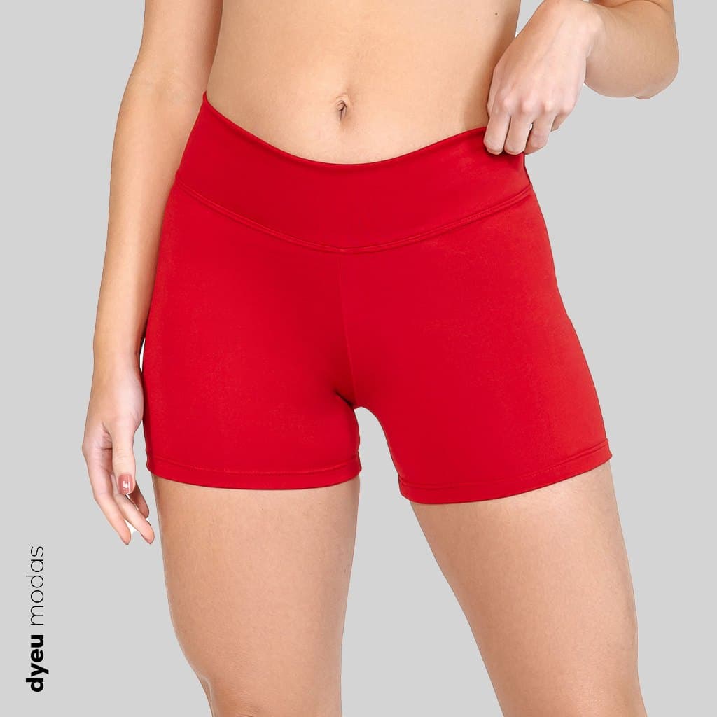 Short Fitness Curto Cós Alto Suplex Liso Feminino para Academia Treino Dyeu Modas