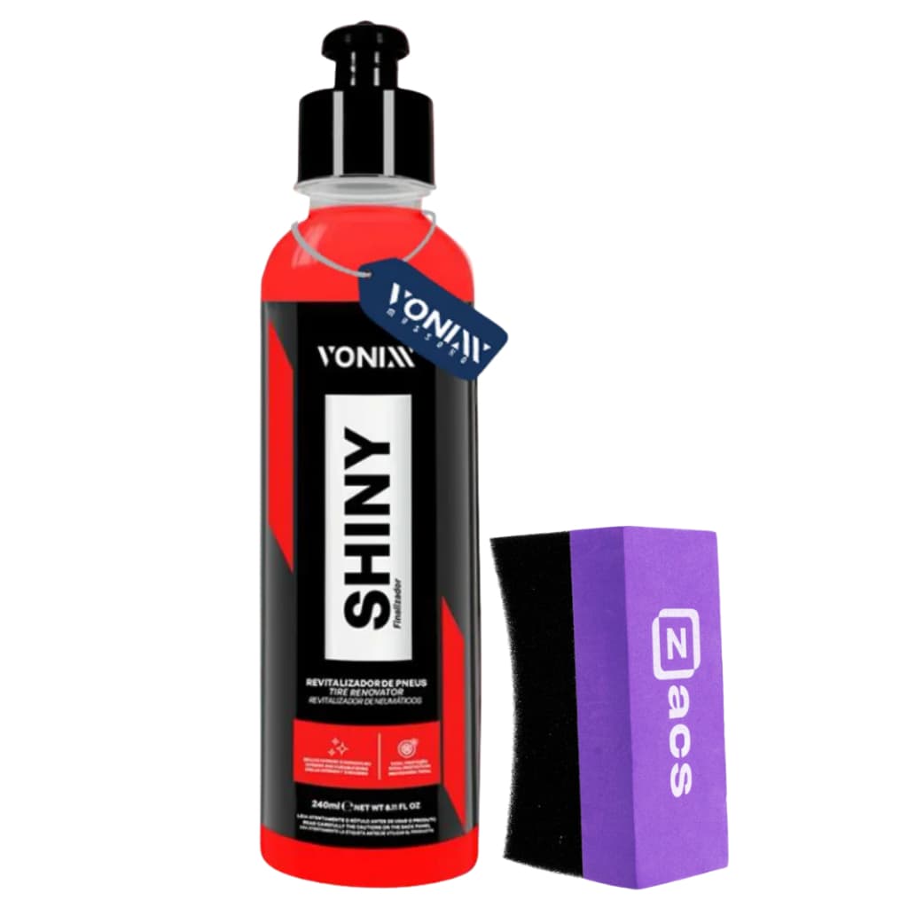 Revitalizador de Pneus Vonixx Shiny 240ml + Aplicador de Espuma ACS Brilho Intenso Proteção Original