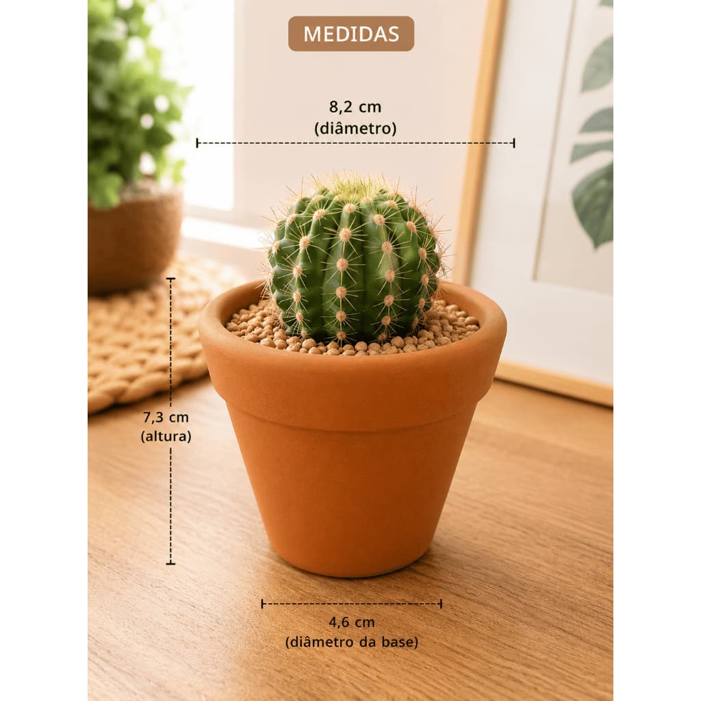 Kit Vasos de Barro Pequenos para Suculentas e Cactos 7,3 cm Artesanal Cerâmica Natural - Nº4