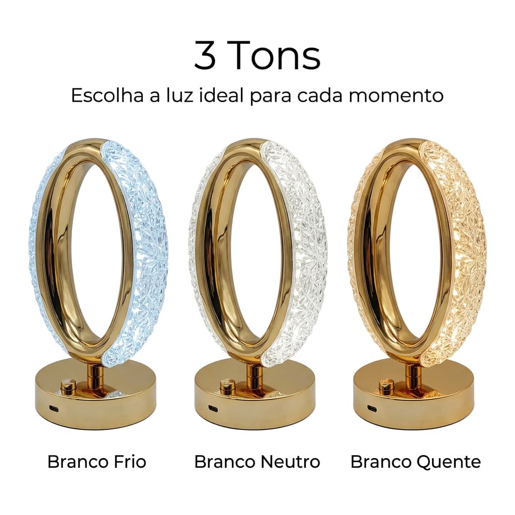 Luminaria Mesa Oval Led com USB