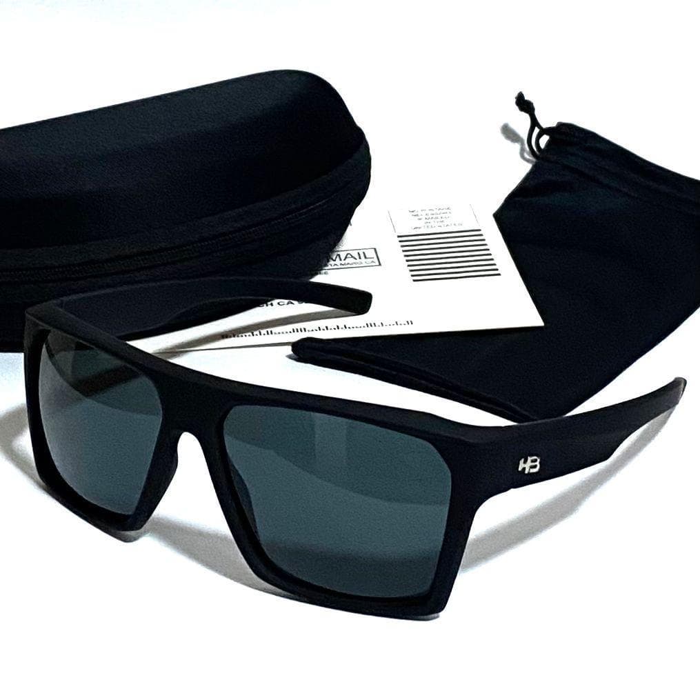 PROMOÇÃO - Óculos Solar Quadrado Masculino HB Preto Fosco Exclusivo Esportivo Premium H.4501 Novo Lançamento