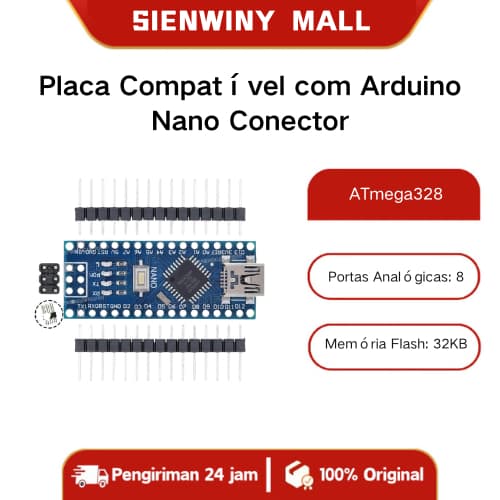Placa Compatível com Arduino Nano Conector V3 Atmega328p