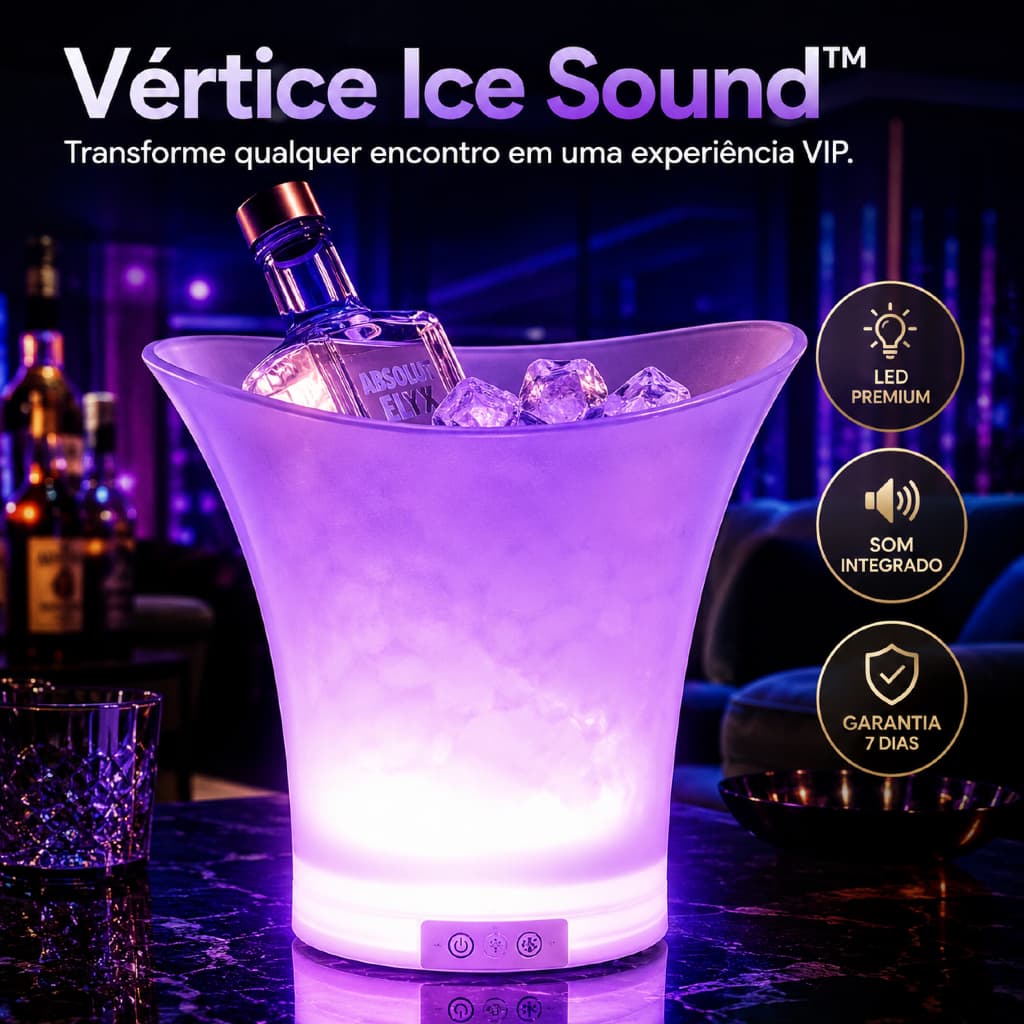 Balde Bebidas Led Caixa Som Festa Portátil Branco Resistente Iluminação Ambiente
