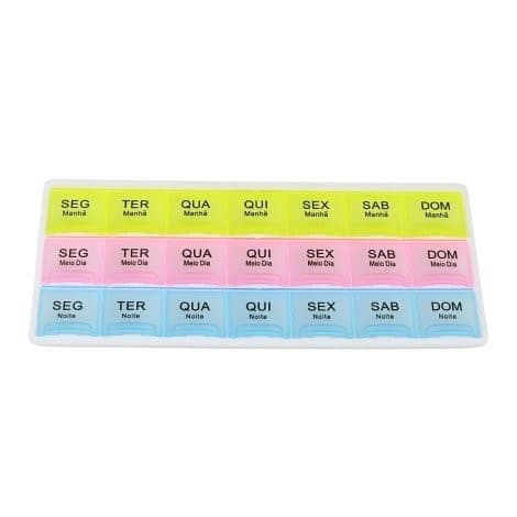 Porta Comprimido De 3 Fileiras 9,5 x 22 Cm Organizador De Remédios Semanal 21 Divisórias
