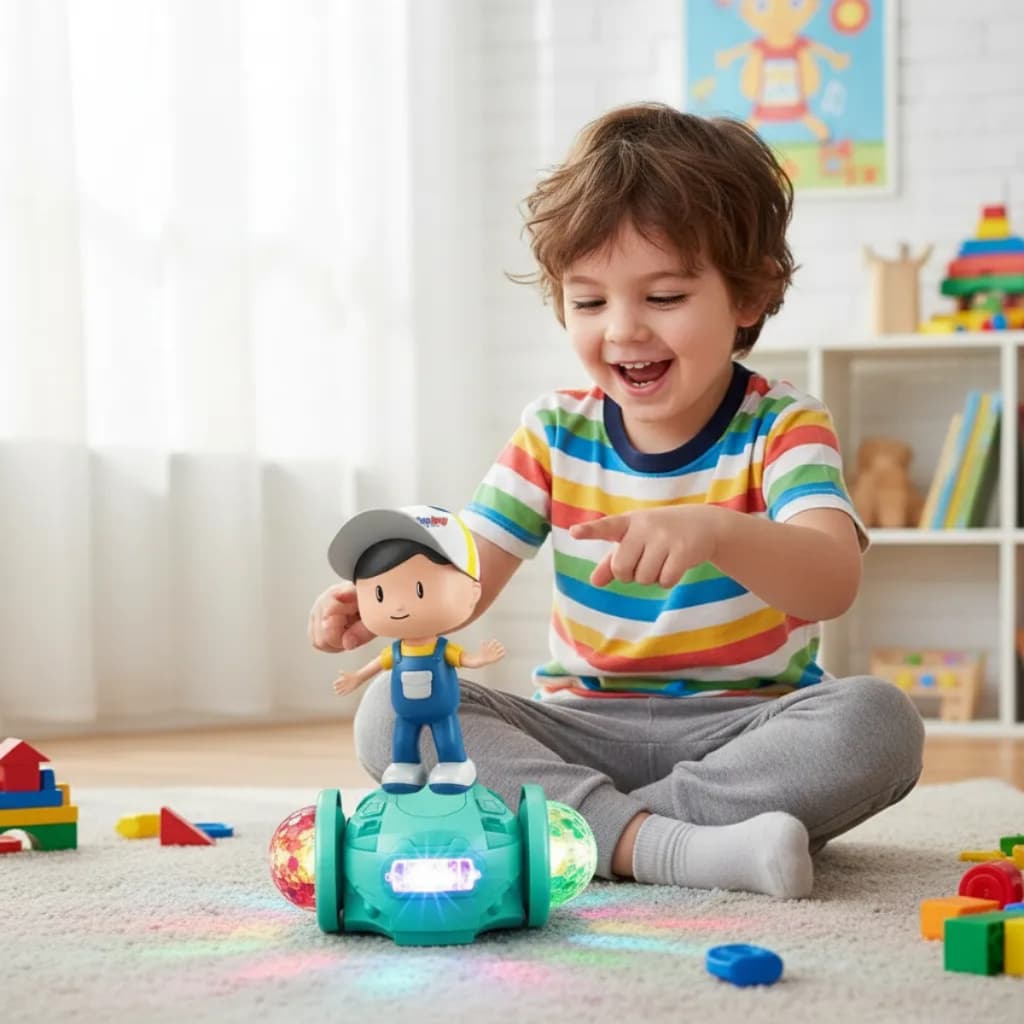 Brinquedo Boneco Bichinho Hoverboard Bate Volta Com Luz Som Skate Giratória Infantil