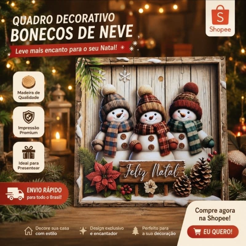 Enfeite de Natal, Páscoa quadrinho com suporte para mesa em MDF com 20cm