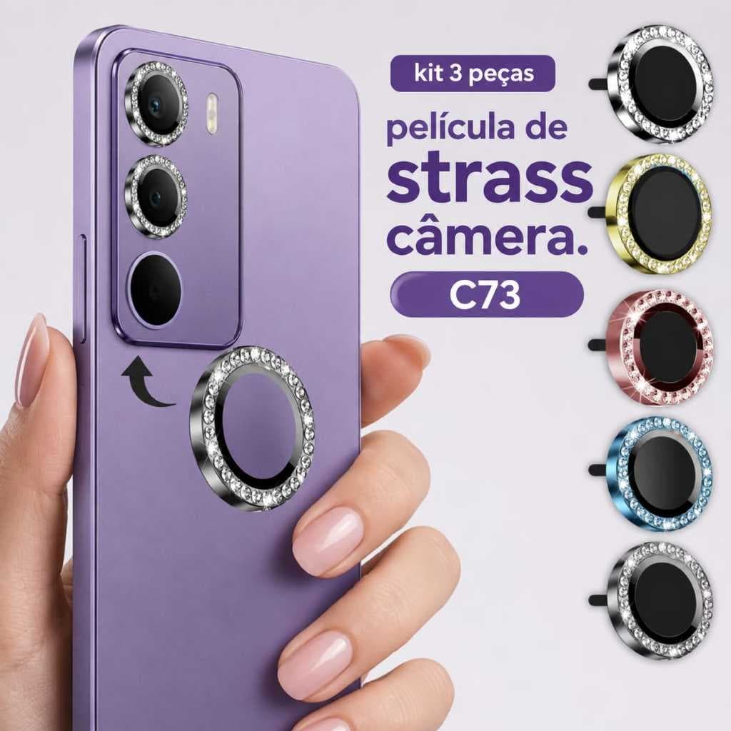 Película Protetor Câmera Strass Brilho Para Realme C73 5G