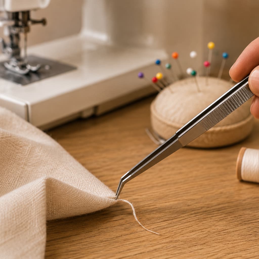 Pinça Curva Sem Pescador Aço Inox Profissional Para Costura, Bordado, Patchwork e Artesanato Premium