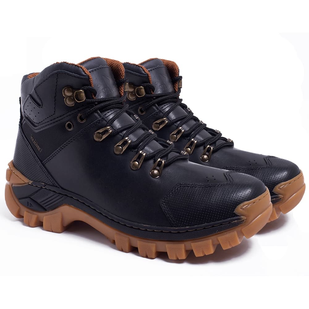 Bota Masculina Adventure Coturno Couro Legítimo Botina Resistente Reforçada Com C.A Trilha N4 Colorado Caminhada Coturno