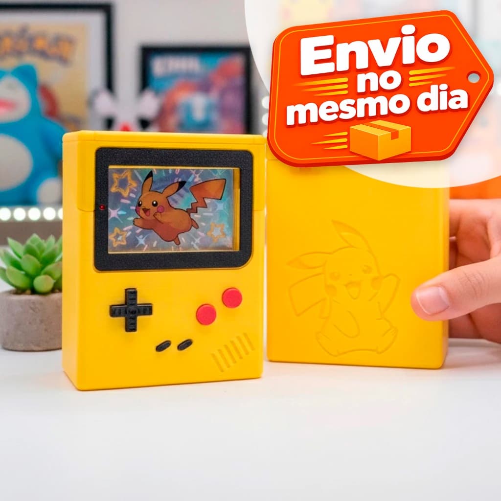 Deck Box Pokémon TCG Estilo Game Boy para 60 cartas com Sleeves