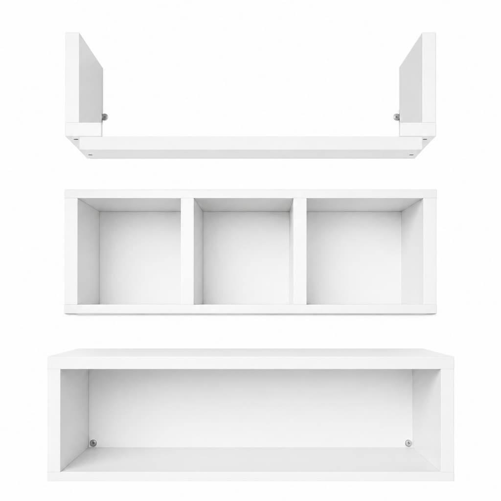 Nichos De Banheiro 3 Unidades Nicho Com Divisória + 2 Prateleiras 100% Mdf Branco
