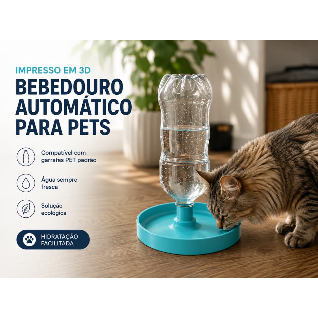 Bebedouro Automático para Pets – Compatível com Garrafas PET