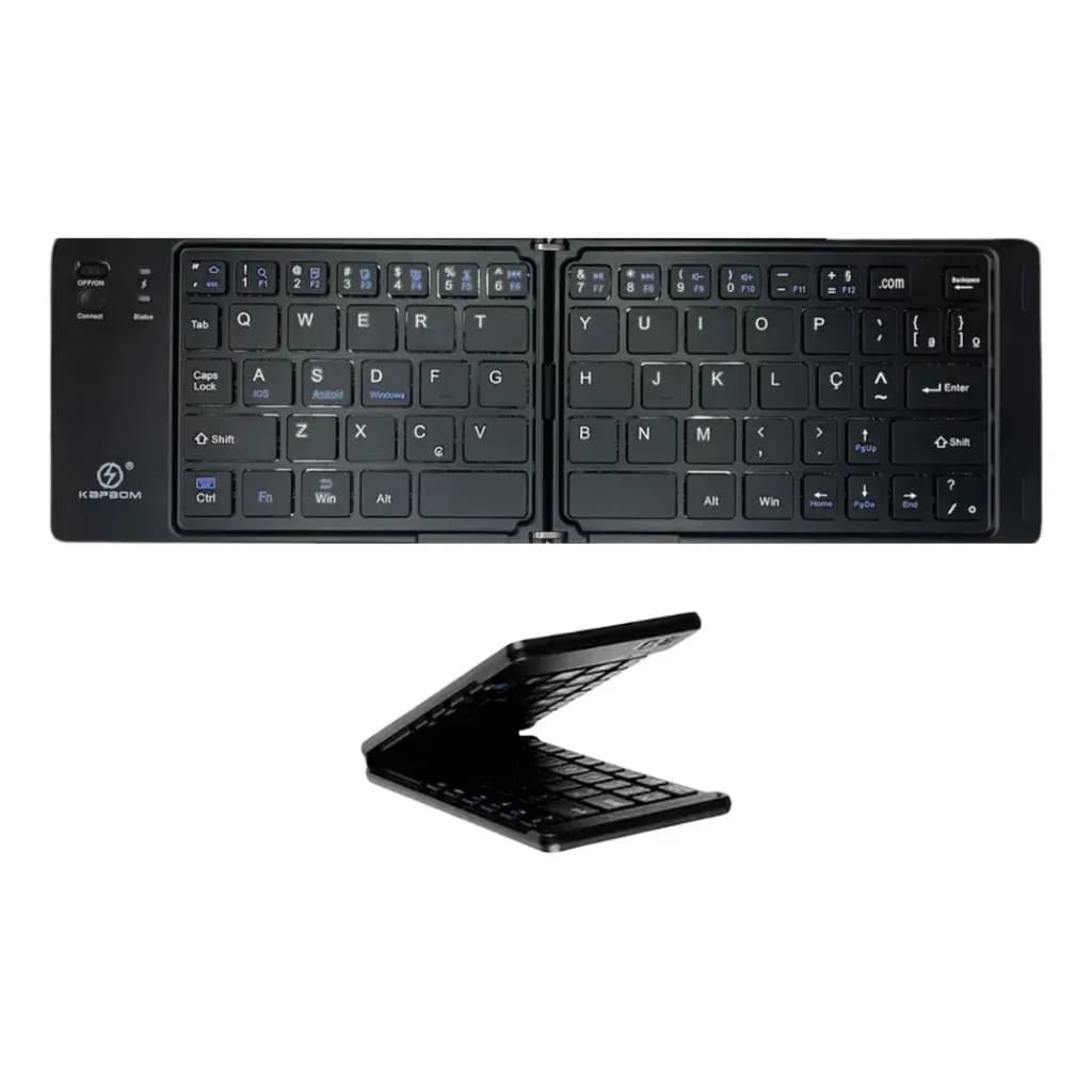 Teclado Bluetooth Dobrável Sem Fio Compatível com Celular, Tablet, iPad e Notebook