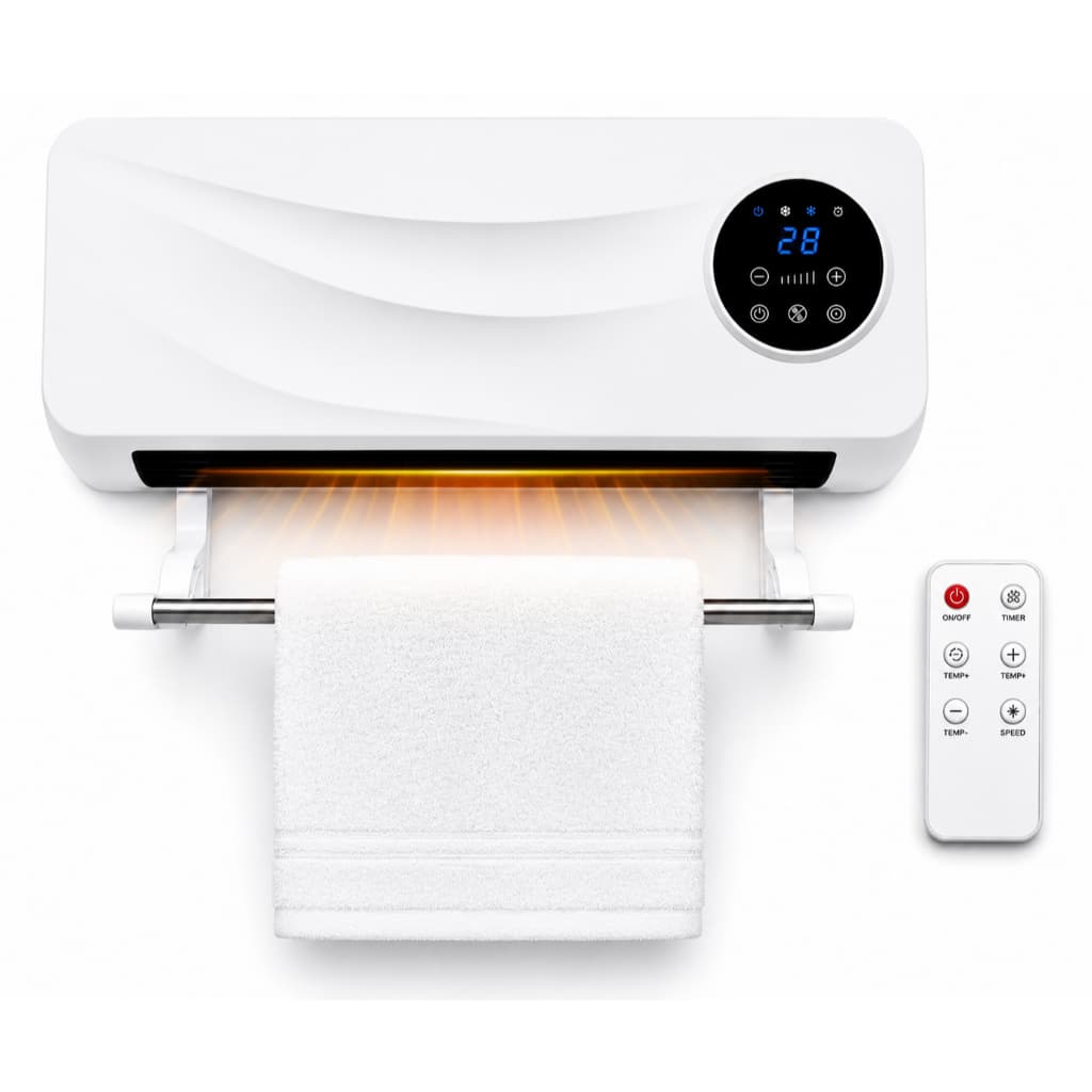 Aquecedor Elétrico de Parede 2000W Cerâmico 220V Controle Remoto Timer 7Hr Ideal Casas e Escritórios
