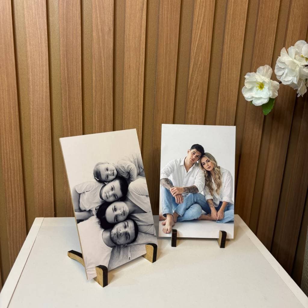 Kit 2 Quadrinhos Quadro de Mesa Personalizado com suas Fotos e suporte casal presente namorado