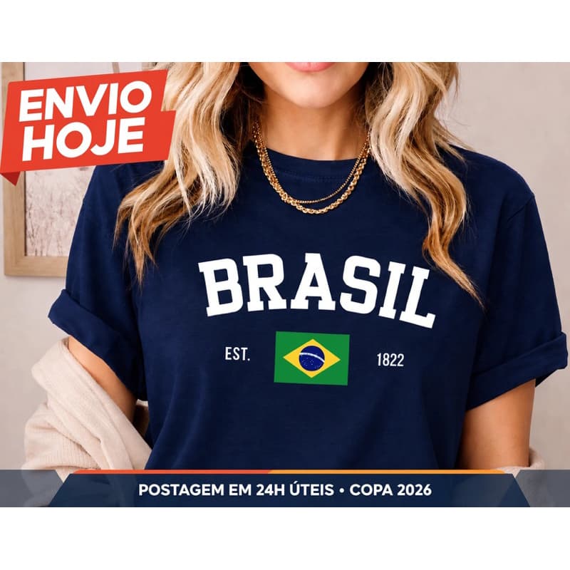 Camiseta Brasil Unissex Estampada Confortável Premium Envio em até 24h