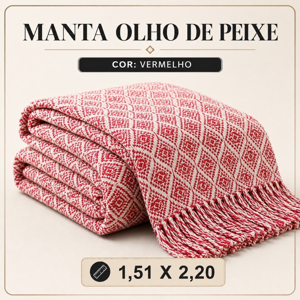 Manta Olho de Peixe 1,51 x 2,20 Decorativa Para Sofá Cama e Uso Diário