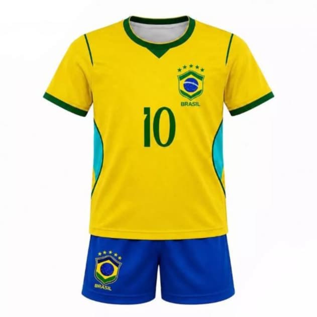Conjunto Infantil 2026 Modelo Torcedor Menino Menina World Cup Neymar BRAZIL 2 ao 14 Dryfit Tecido Respirável 50% OFF !