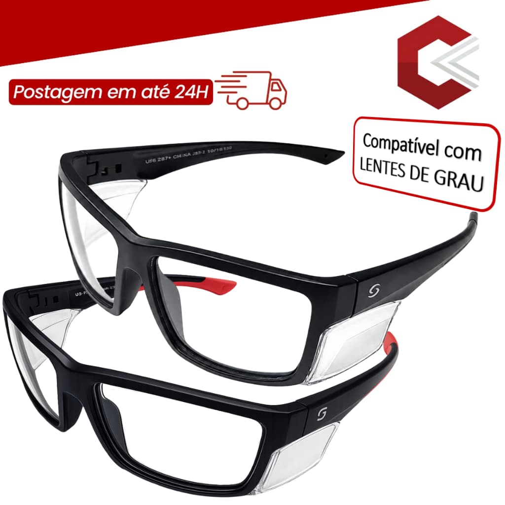 Óculos De Segurança Super Safety Incolor SSRX Compatível Com Lentes De Grau - CA 33870