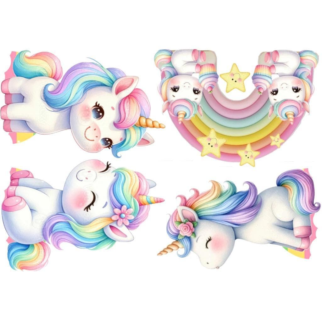 Unicornio cute display de festa 4 peças de 20cm