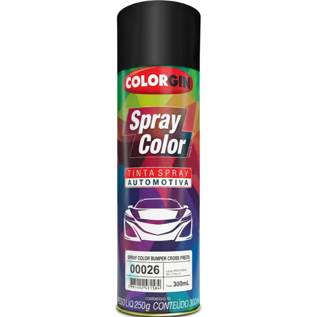 Tinta Spray Bumper Cross Preto Colorgin 300ml Bumper Coat Sherwin Willians