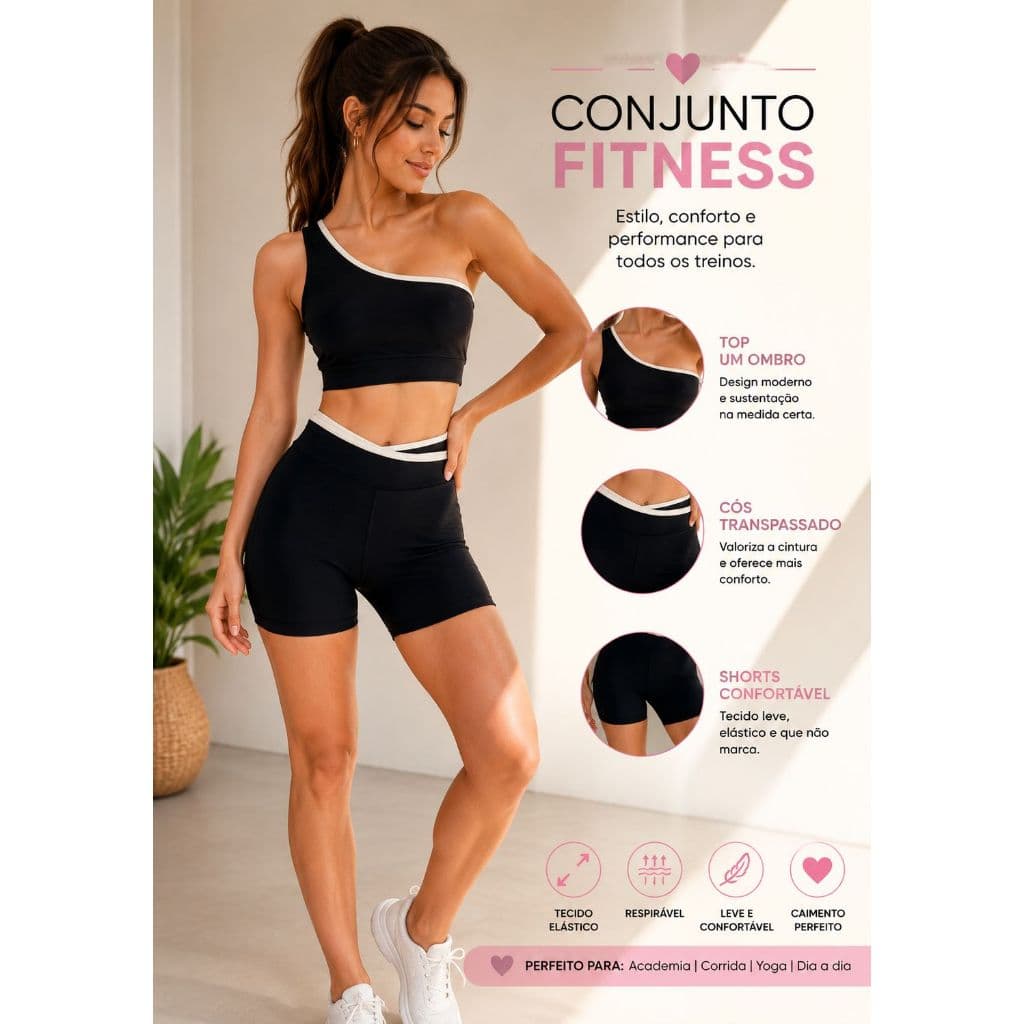 Conjunto Fitness Feminino Poliamida Zero Transparência Alta Qualidade