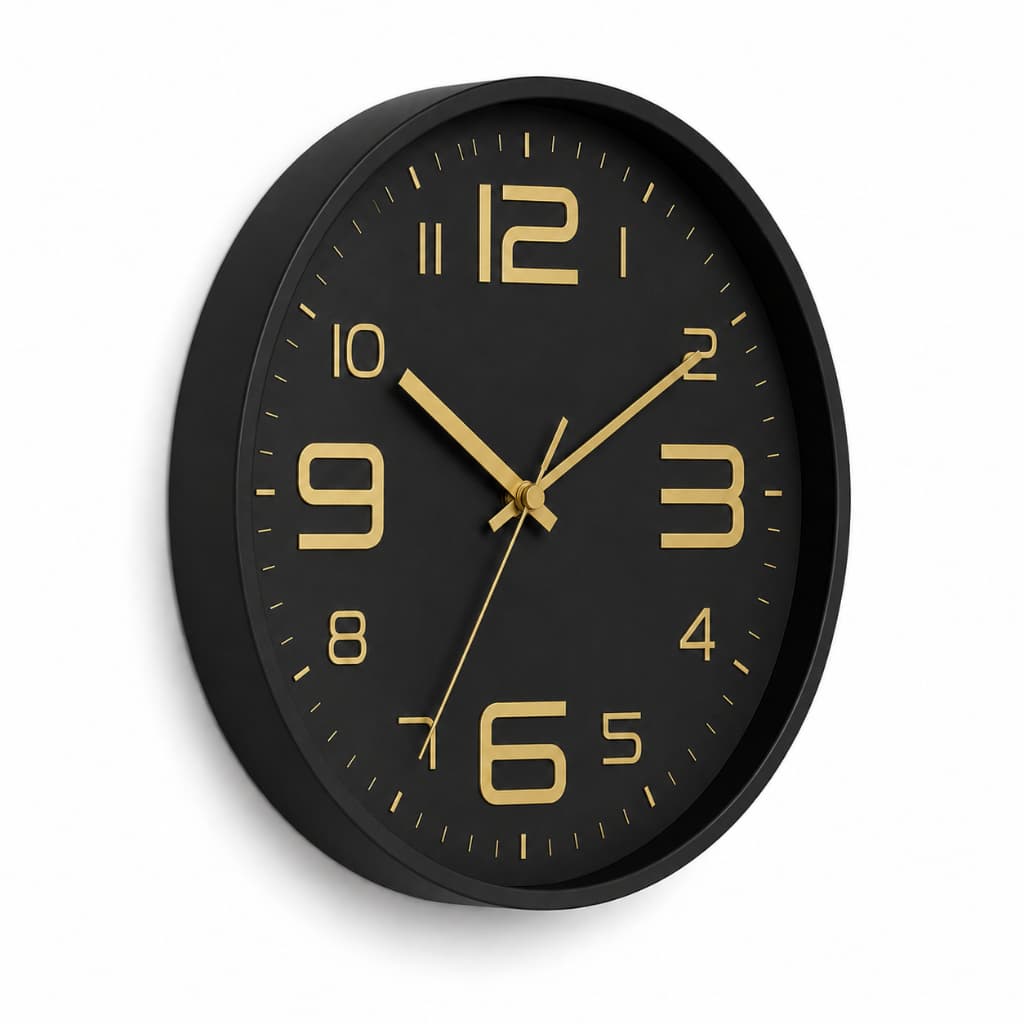 Relógio Parede Decorativo Grande 30cm Cor Preto Moderno Silencioso Presente Para Casas Sala Cozinhas