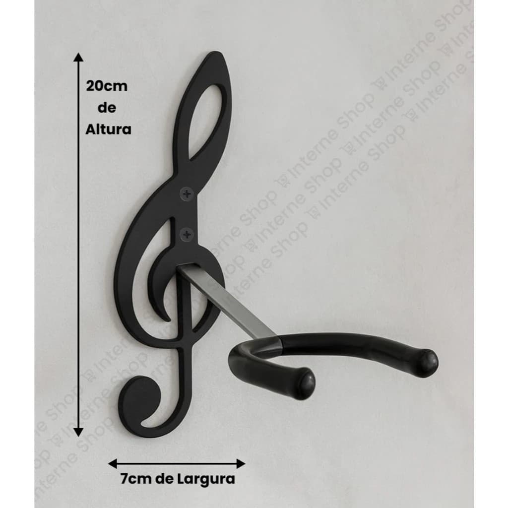 Kit 2 Pretos 1 BRANCO  Suporte Musical  Parede Violão Cavaco Ukulele Guitarra Cor Preto