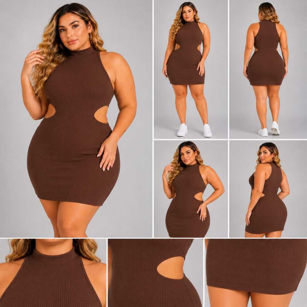 Vestido Plus Size Premium com Recorte na Cintura