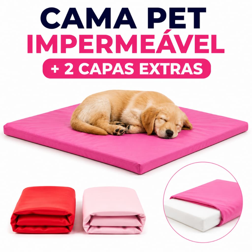 Colchonete Pet Impermeável 70x50cm + 2 Capas Removíveis Laváveis Filhotes Cães Gatos