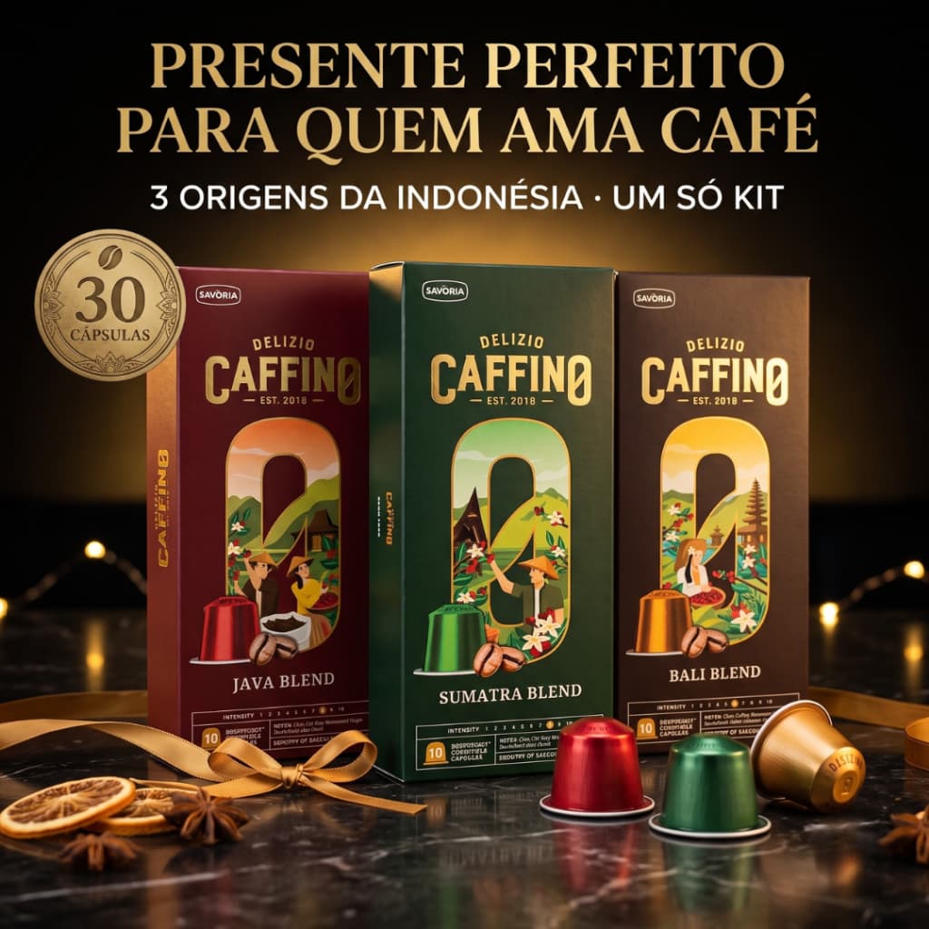 Kit Degustação 10 ou 30 Cápsulas de Café Especial Compatível Nespresso* 3 Sabores Indonésia