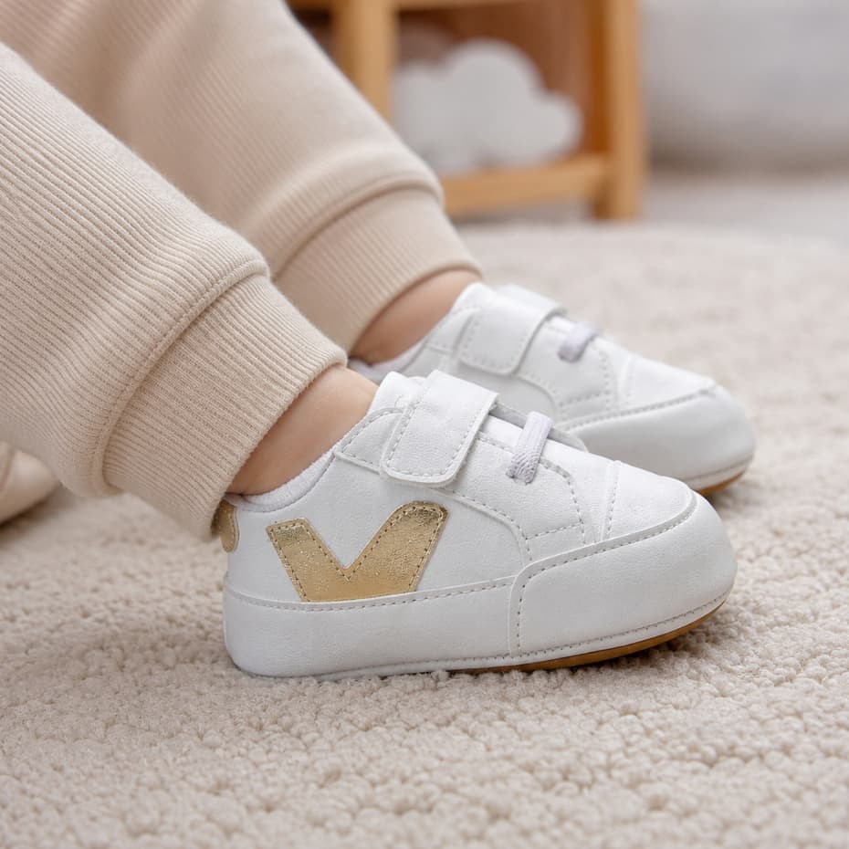 Sapatinho Bebê Masculino Feminino Velcro Casual Branco Premium
