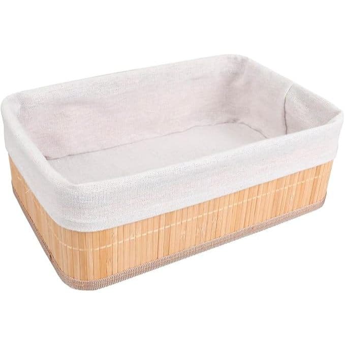 Cesto Retangular de Bambu com Forro 33cm OIKOS