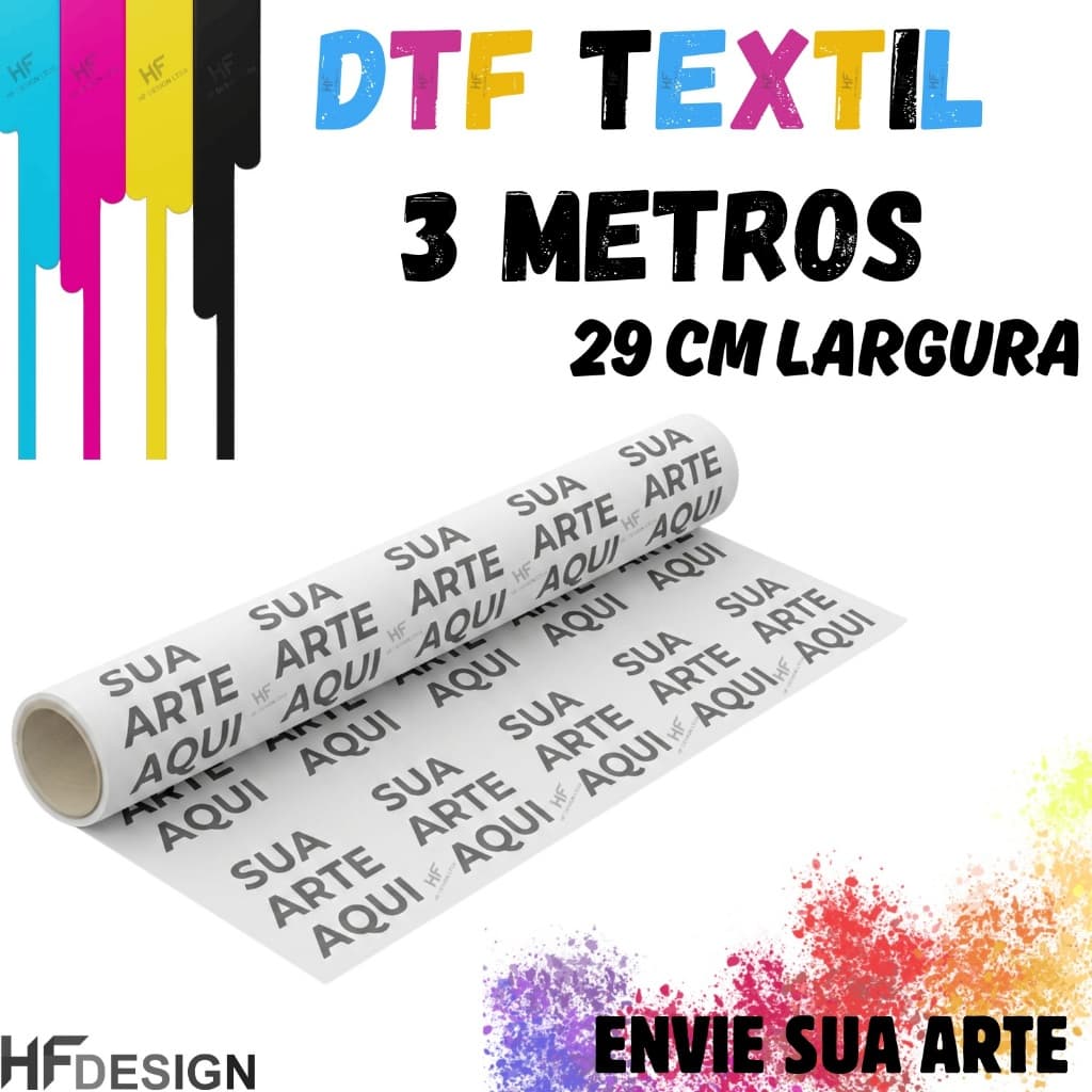 DTF Textil Impressao Envie Sua Estampas Para Camisetas e Tecidos 3 Metros Por 29 cm Largura Promoção