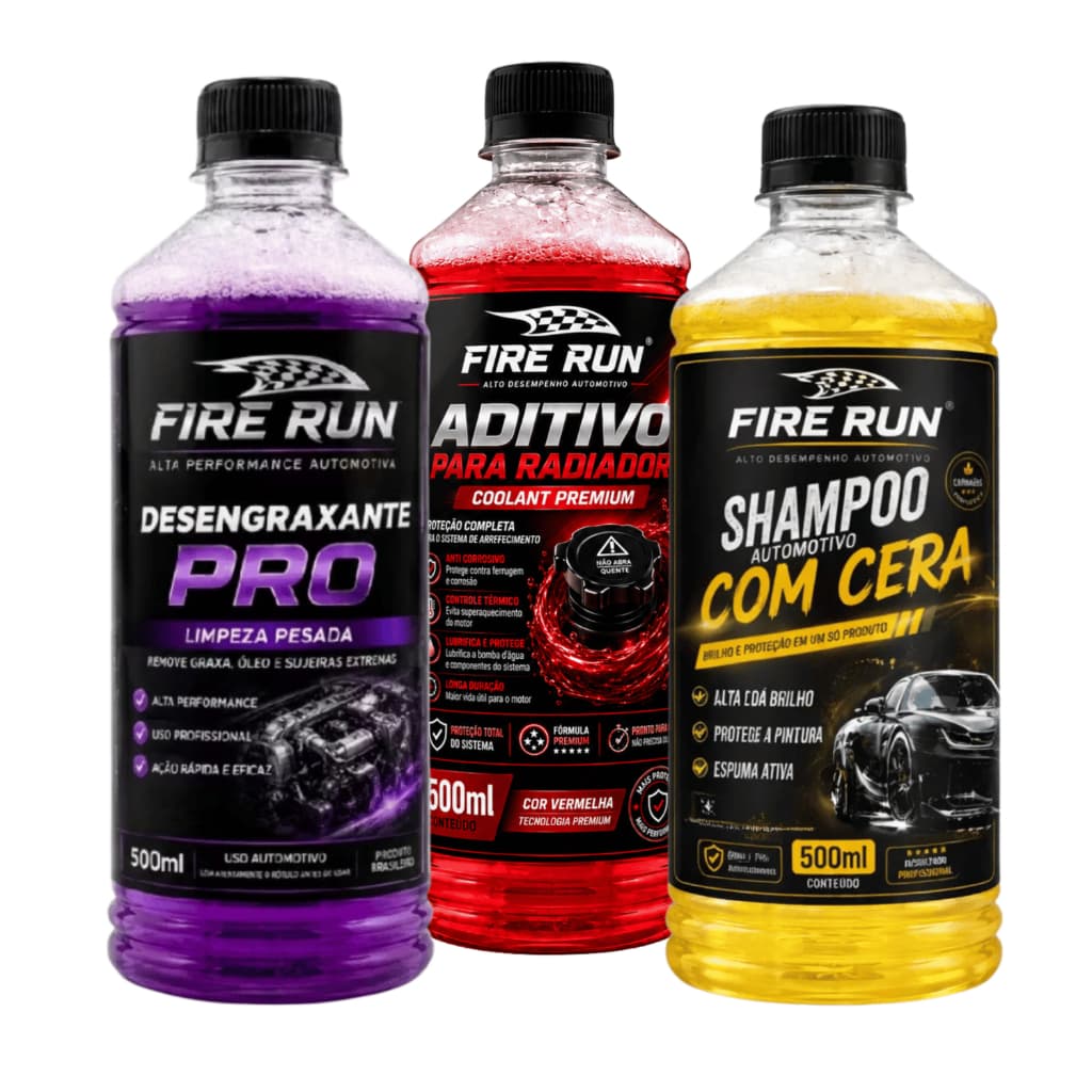 KIT COMPLETO FIRERUN/ DESENGRAXANTE, SHAMPOO, ADITIVO