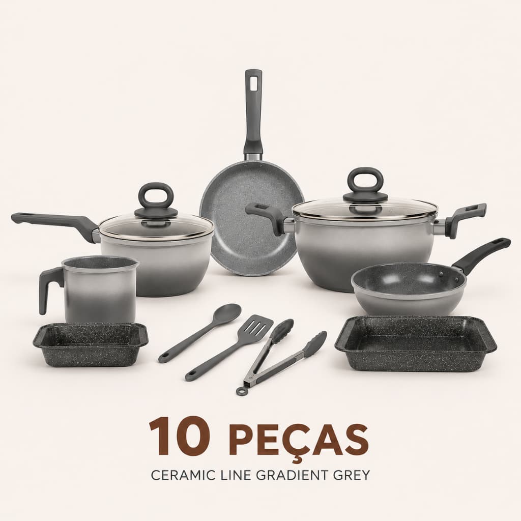 Conjunto de Panelas Ceramic Line Até 10Pçs Antiaderente Cerâmica Black Decker