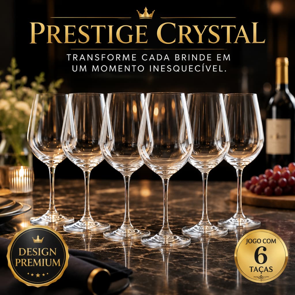 Taças de Cristal para Vinho 615ml – Jogo com 6 Unidades