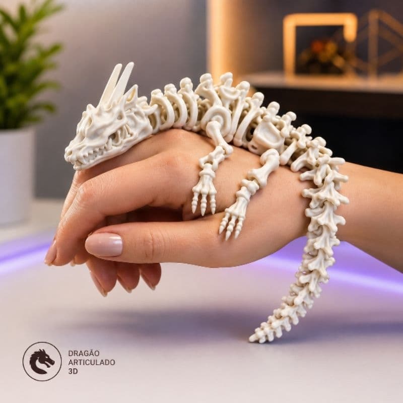 Dragão Esqueleto Articulado 23cm Flexível Impressão 3D Presente Geek Decoração