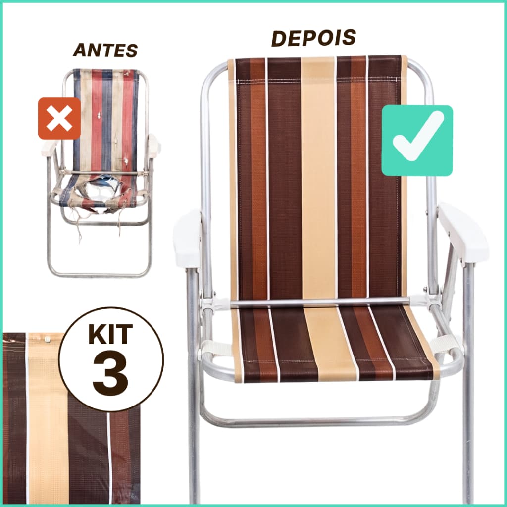 Kit 3 Refil Para Cadeira De Praia Original Sol Lar e Lazer | Escolha as cores 3 unidades