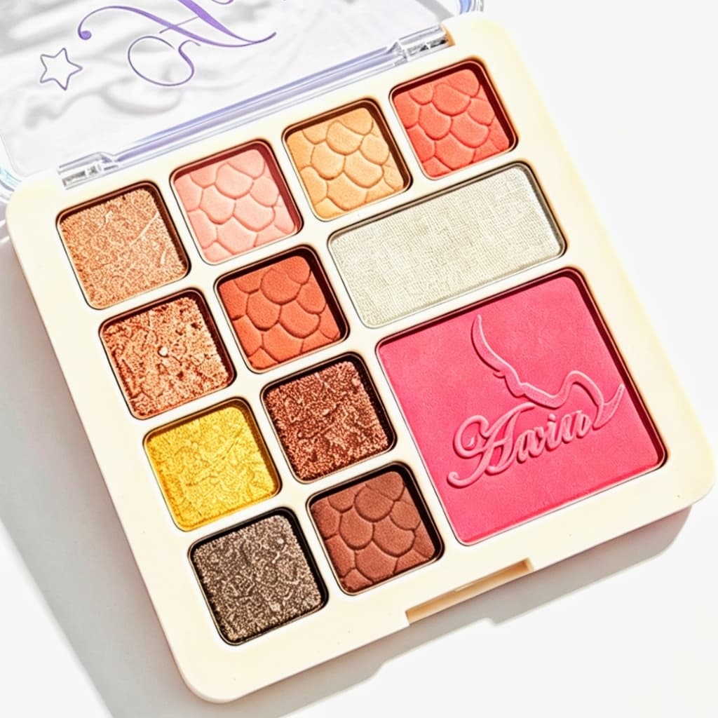 Paleta de Sombras 12 Cores 10 Sombras+2 Blush Alta Pigmentação Tons Terrosos e Rosa Barbie