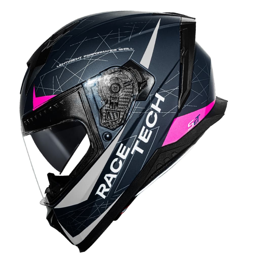 CAPACETE RACE TECH SET AZUL FOSCO ROSA NOVO ORIGINAL COM ÓCULOS SOLAR ESPORITVO