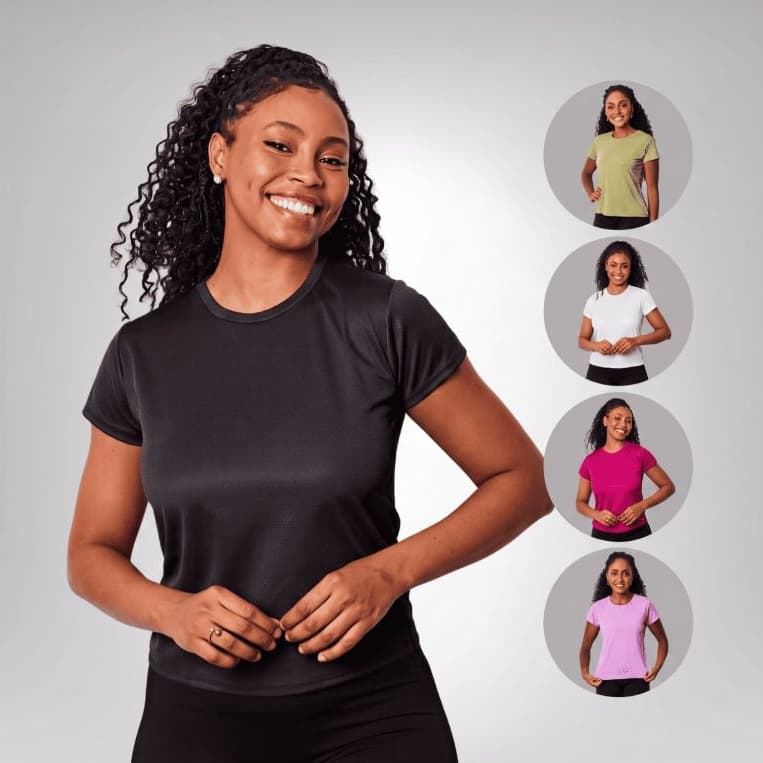 Baby Look Camiseta de Academia Feminina Fitness Corrida Treino
