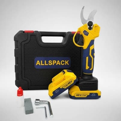 Kit Tesoura de Poda Elétrica 48V Sem Fio 2 Baterias Bivolt Profissional Corte Galhos Recarregável