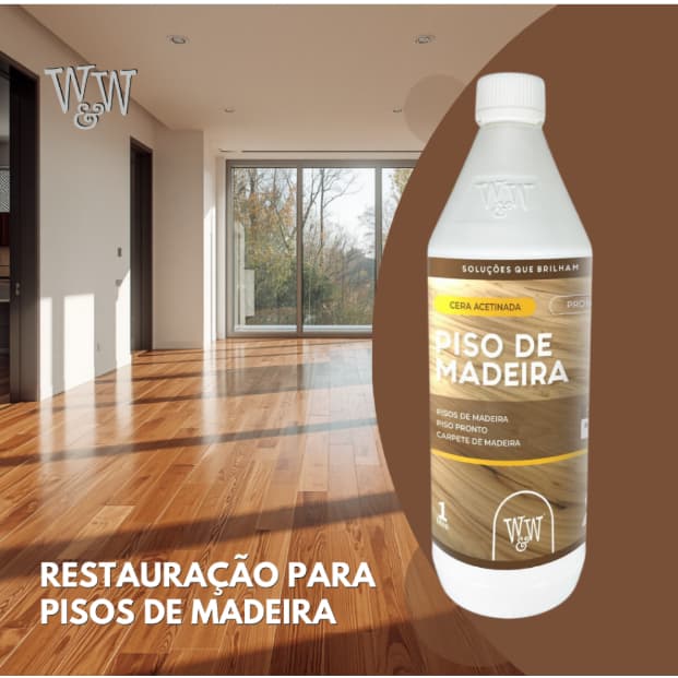 Kit 2 Cera Resistente Para Piso Madeira Acetinada W&w 1l