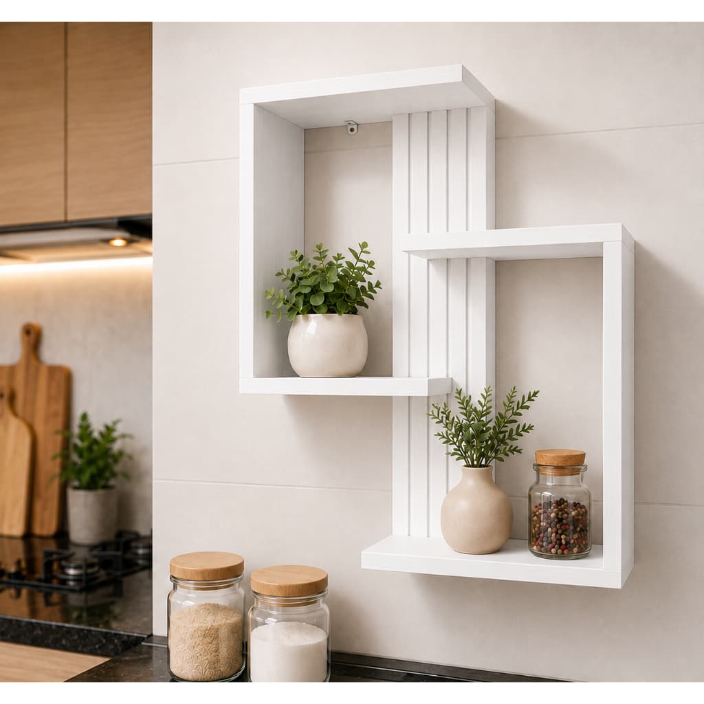 Nicho Branco Prateleira Frisado Parede Moderno Elegante Estilo Ripado Sala Dormitorio Cozinha Escritorio