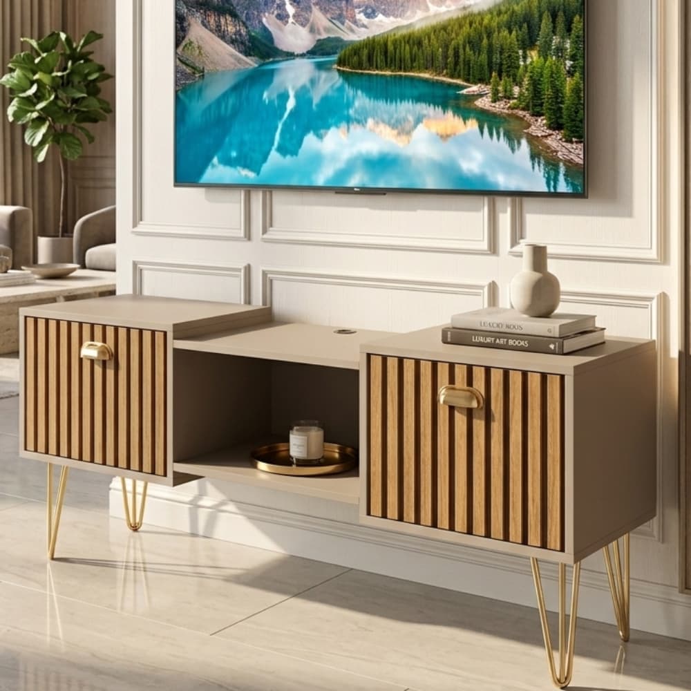 Rack Nicho Painel Orfeu Shop 1.20cm Uno Pequeno Sala de Estar Quarto Tv até 48" Premium Exclusivo
