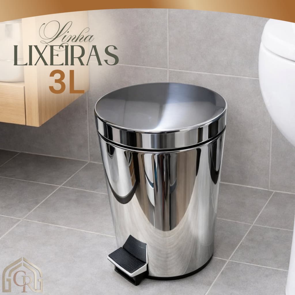 Lixeira Inox 3 Litros Pedal Balde Interno Removivel Design Moderno Duravel