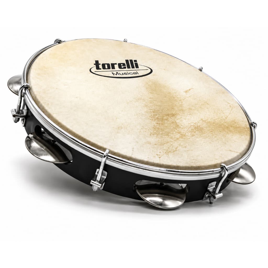 Pandeiro 10 Polegadas Preto com Pele Animal Pandeiro Injetado para Samba Pagode e Percussão TP300PR