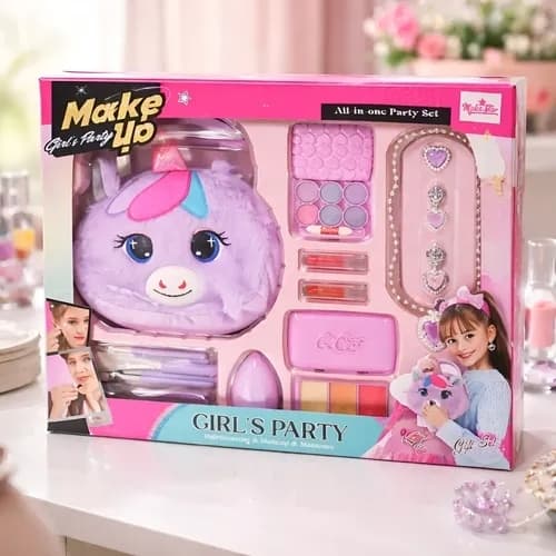 Kit Maquiagem Infantil Completo Bolsa Unicórnio Estojo Cosméticos Meninas Colorido