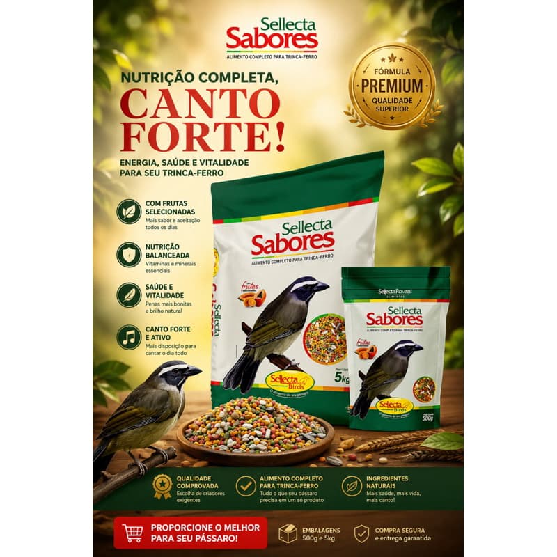 Racao Sabores Sellecta Trinca-Ferro, Sábia, Pássaro Preto